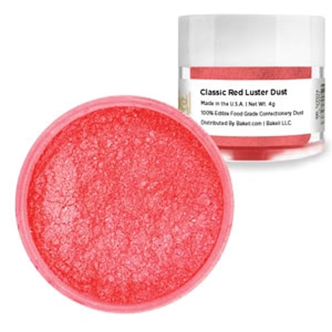Edible Luster Dust 4 Gram Jar Kosher Food Grade American Red Shimmer for Cake Decorating Fondant Gumpaste